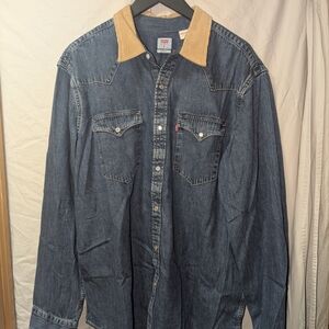 Levi's Denim Shirt with Tan Corduroy Collar